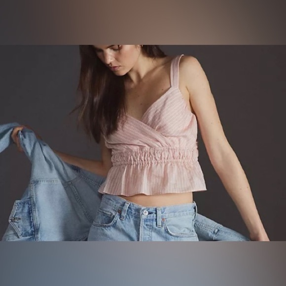 NWT Maeve Shirred Peplum Top Size M - Picture 1 of 9